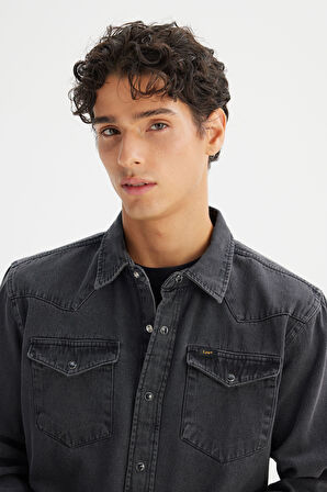 %100 Pamuk Regular Fit Normal Kesim Klasik Yaka Cepli Denim Gömlek