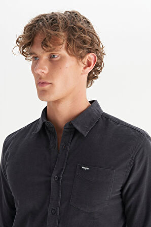 %100 Pamuk Regular Fit Normal Kesim Klasik Yaka Cepli Kadife Gömlek