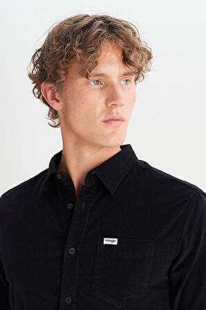 %100 Pamuk Regular Fit Normal Kesim Klasik Yaka Cepli Kadife Gömlek