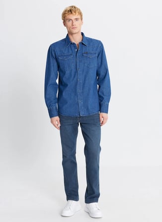 Lee Regular Fit Mavi Erkek Denim Gömlek ML241513927 Mavi Denim Gömlek