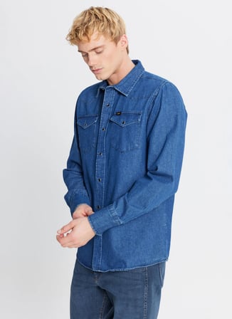 Lee Regular Fit Mavi Erkek Denim Gömlek ML241513927 Mavi Denim Gömlek