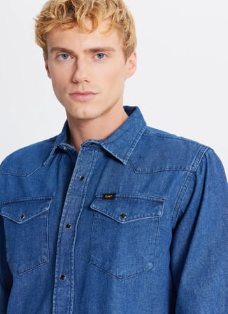Lee Regular Fit Mavi Erkek Denim Gömlek ML241513927 Mavi Denim Gömlek
