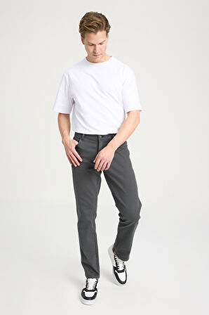 Texas Slim Fit Dar Kesim Normal Bel Antrasit Esnek Pantolon