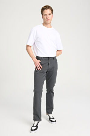 Texas Slim Fit Dar Kesim Normal Bel Antrasit Esnek Pantolon