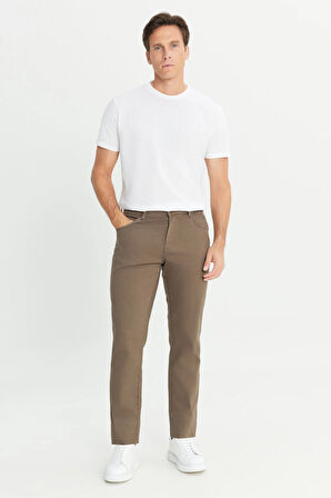Texas Authentic Slim Fit Dar Kesim Normal Bel Bej Esnek Pantolon