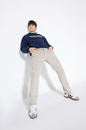 Texas Authentic Slim Fit Dar Kesim Normal Bel Bej Esnek Pantolon
