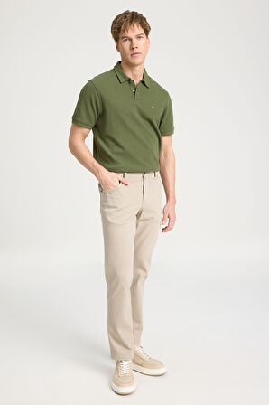 Texas Authentic Slim Fit Dar Kesim Normal Bel Bej Esnek Pantolon