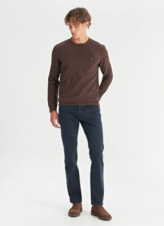 Wrangler Bisiklet Yaka Koyu Kahve Erkek Sweatshırt MW242262024 Kahverengi Sweatshirt