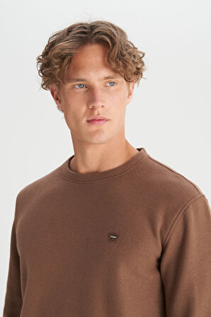 Pamuklu Regular Fit Normal Kesim Bisiklet Yaka Selanik Örgü Sweatshirt