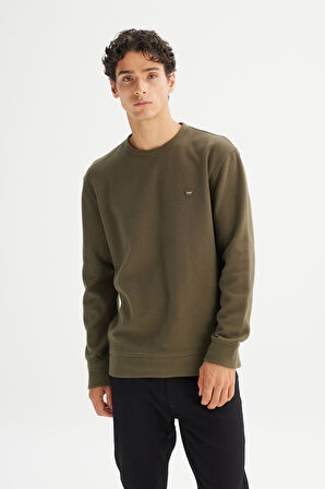 Pamuklu Regular Fit Normal Kesim Bisiklet Yaka Selanik Örgü Sweatshirt