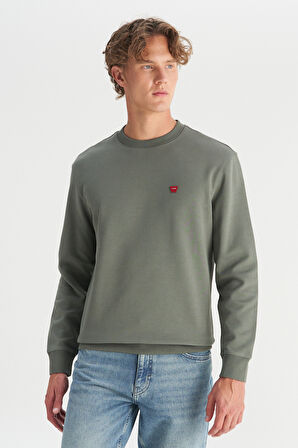 Pamuklu Regular Fit Normal Kesim Bisiklet Yaka Logo Detaylı Sweatshirt