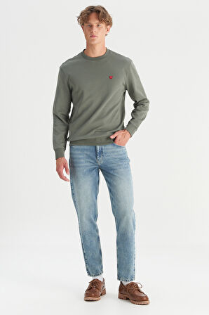 Pamuklu Regular Fit Normal Kesim Bisiklet Yaka Logo Detaylı Sweatshirt