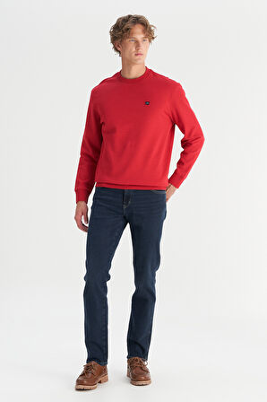 Pamuklu Regular Fit Normal Kesim Bisiklet Yaka Logo Detaylı Sweatshirt