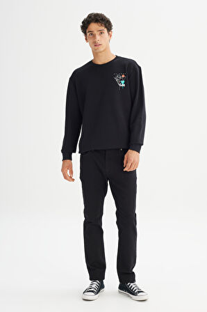 Pamuklu Regular Fit Normal Kesim Bisiklet Yaka Sweatshirt