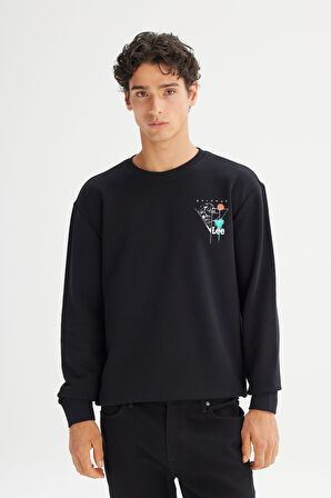 Pamuklu Regular Fit Normal Kesim Bisiklet Yaka Sweatshirt
