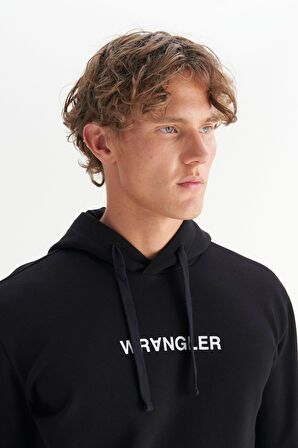 Regular Fit Normal Kesim Kapüşonlu Siyah Sweatshirt
