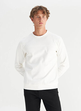 Wrangler Bisiklet Yaka Beyaz Erkek Sweatshırt W2520534100 Beyaz Sweatshirt