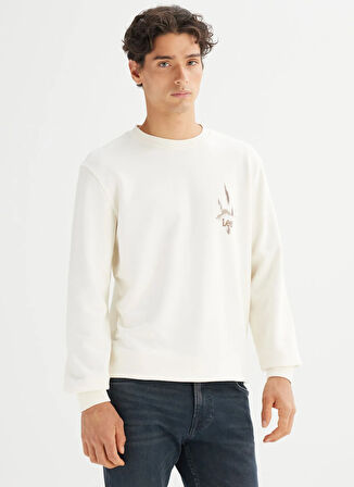 Lee Bisiklet Yaka Ekru Erkek Sweatshırt L2520225104 Ekru Sweatshirt