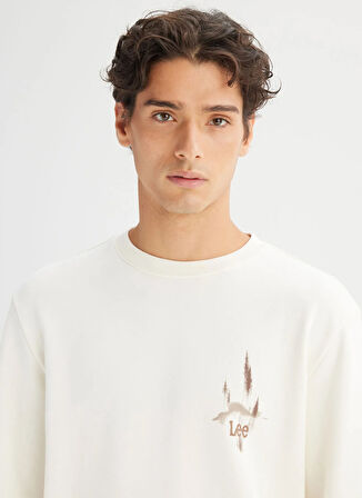 Lee Bisiklet Yaka Ekru Erkek Sweatshırt L2520225104 Ekru Sweatshirt