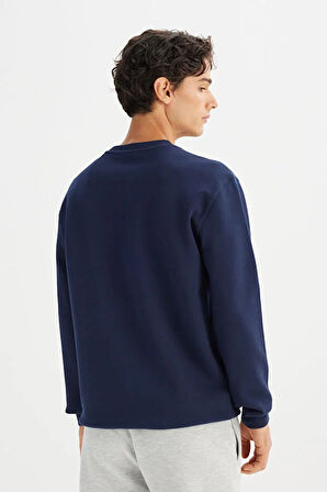 Lee Regular Fit Normal Kesim Bisiklet Yaka Baskılı Lacivert Sweatshirt