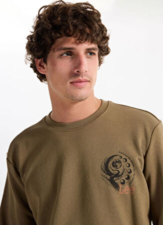 Lee Bisiklet Yaka Haki Erkek Sweatshırt L2520222801 Haki Sweatshirt