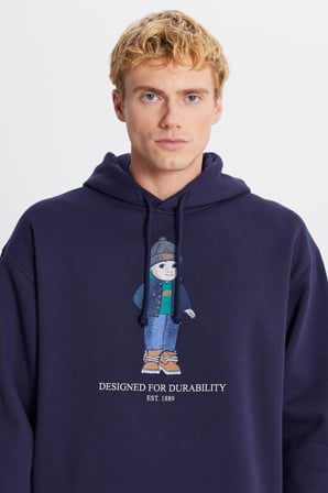Pamuklu İçi Polarlı Regular Fit Kapüşonlu Logo Detaylı Sweatshirt