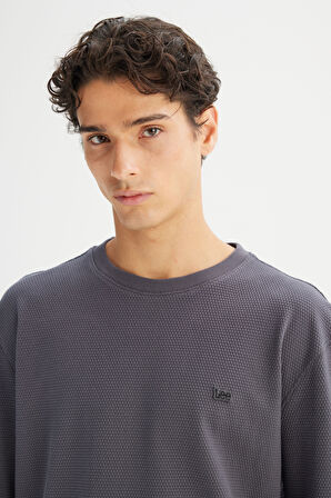 %100 Pamuk Regular Fit Normal Kesim Bisiklet Yaka Logo Detaylı Sweatshirt