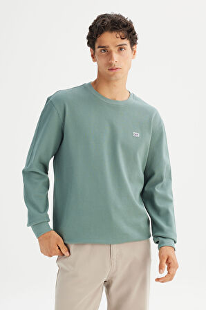 %100 Pamuk Regular Fit Normal Kesim Bisiklet Yaka Logo Detaylı Sweatshirt