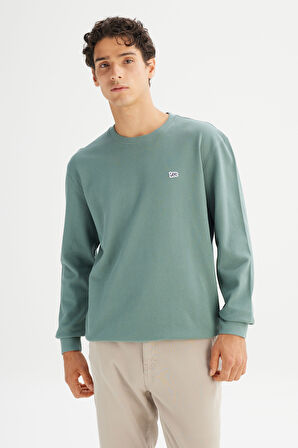 %100 Pamuk Regular Fit Normal Kesim Bisiklet Yaka Logo Detaylı Sweatshirt