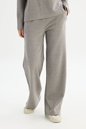 Straight Fit Düz Kesim Normal Bel Gri Sweatpant Eşofman Altı