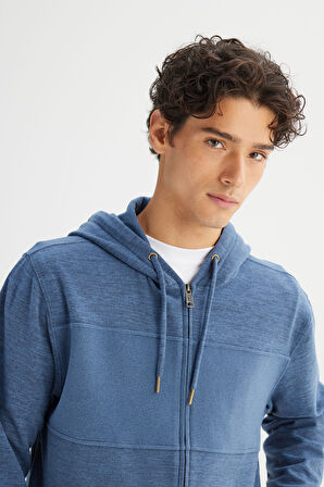 Regular Fit Normal Kesim Cepli İçi Polarlı Kapüşonlu Fermuarlı Sweatshirt