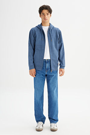 Regular Fit Normal Kesim Cepli İçi Polarlı Kapüşonlu Fermuarlı Sweatshirt