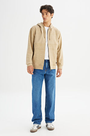 Regular Fit Normal Kesim Kapüşonlu Cepli İçi Polarlı Sweatshirt