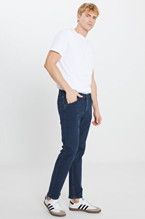 Daren Straight Fit Düz Kesim Normal Bel Pamuklu Esnek Mavi Jean Denim Pantolon