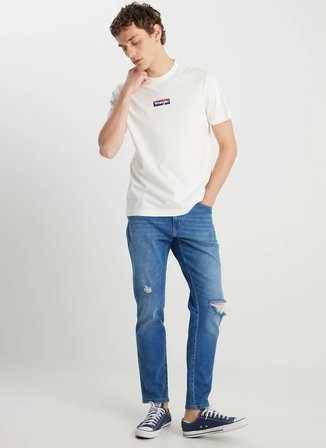 Wrangler Bisiklet Yaka Ekru Erkek T-Shirt W2510527102 Regular Fit Small Logo