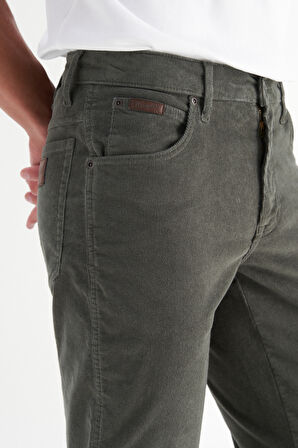 Pamuklu Texas Slim Fit Dar Kesim Cepli Esnek Kadife Pantolon