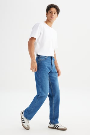Asher Loose Fit Geniş Kesim Düşük Bel İndigo Denim Jean Pantolon