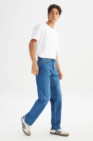 Asher Loose Fit Geniş Kesim Düşük Bel İndigo Denim Jean Pantolon