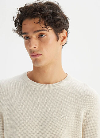 Lee Bisiklet Yaka Regular Fit Ekru Erkek Kazak L2520364104 Ekru Kazak