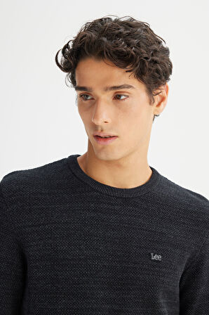 Regular Fit Normal Kesim Bisiklet Yaka Antrasit Triko Kazak