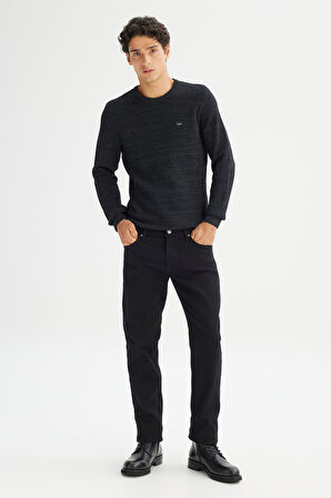 Regular Fit Normal Kesim Bisiklet Yaka Antrasit Triko Kazak