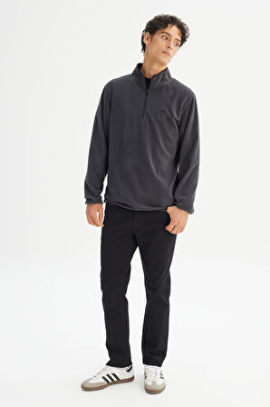 Regular Fit Normal Kesim Fermuarlı Dik Yaka Polar