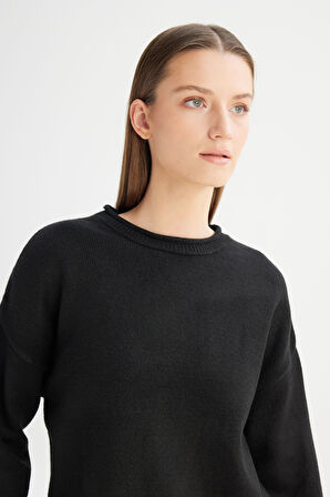 Relaxed Fit Rahat Kesim Bisiklet Yaka Triko Kazak