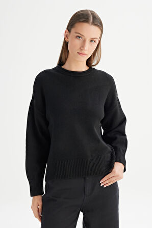 Relaxed Fit Rahat Kesim Bisiklet Yaka Triko Kazak