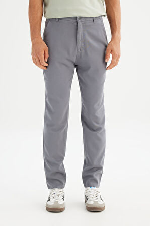 Regular Fit Normal Kesim Normal Bel Pamuklu Esnek Gri Chino Pantolon