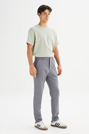 Regular Fit Normal Kesim Normal Bel Pamuklu Esnek Gri Chino Pantolon