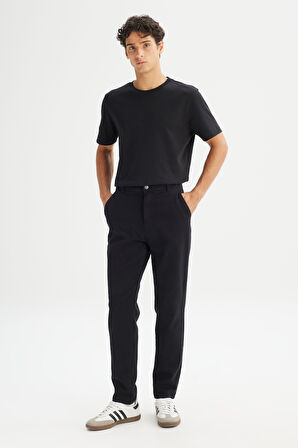 Regular Fit Normal Kesim Normal Bel Pamuklu Esnek Siyah Chino Pantolon