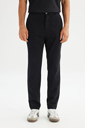 Regular Fit Normal Kesim Normal Bel Pamuklu Esnek Siyah Chino Pantolon