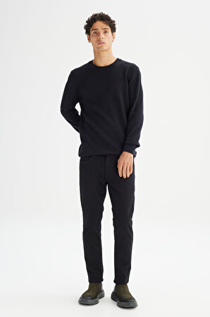 %100 Pamuk Regular Fit Normal Kesim Bisiklet Yaka Triko Kazak