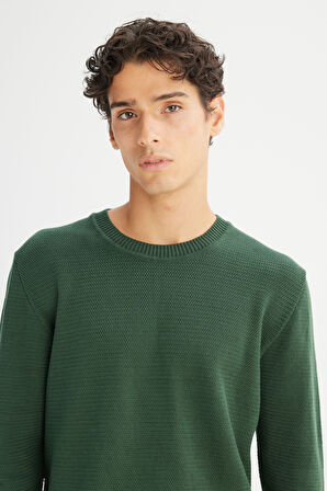 %100 Pamuk Regular Fit Normal Kesim Bisiklet Yaka Triko Kazak